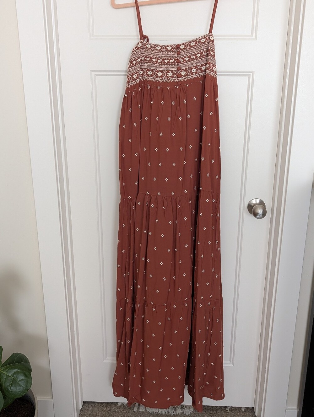 Spiritual Gangster Brown Embroidered Bodice Tiered Maxi Dress - Picture 2 of 10